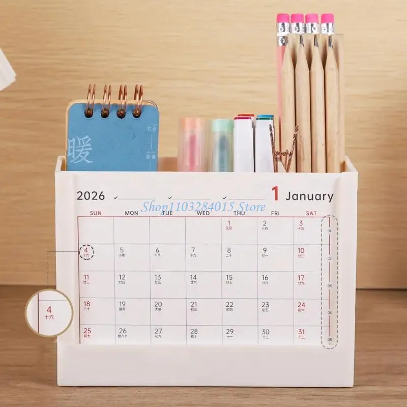 

R6FF PVC Creative Desk Pen Organizers Calendar 2026 Including Planning Tool Gift Set