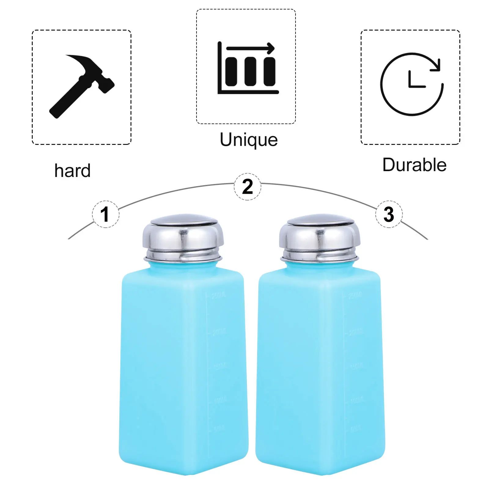

2Pcs Alcohol Liquid Press Pump Bottle Leakproof Portable Empty Container for Travel Travel Outdoor Nail Polish Makeup Remover