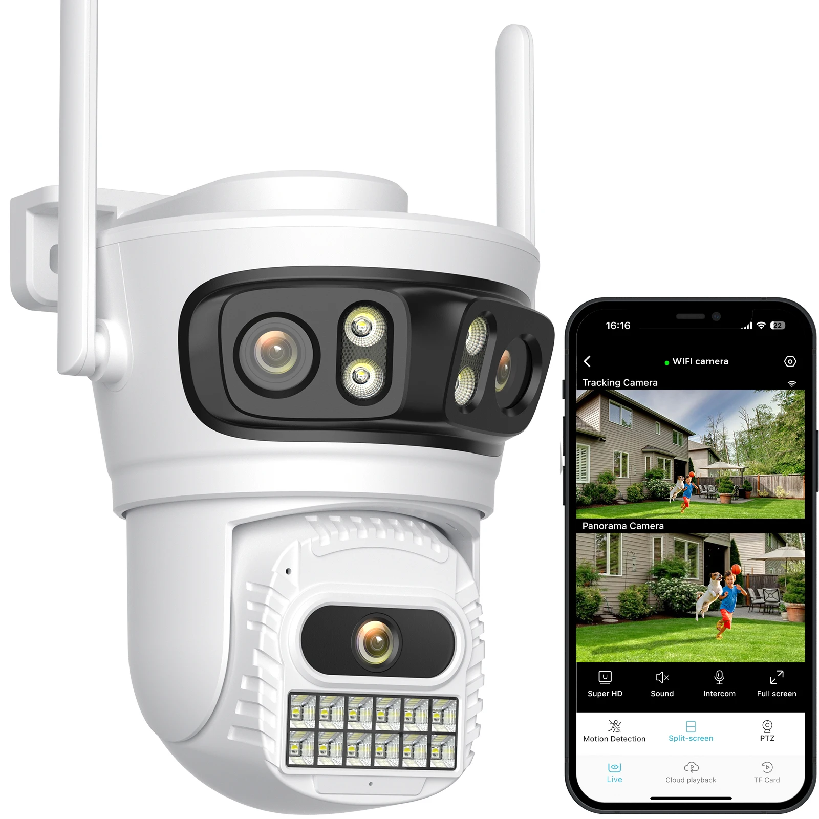 iCsee 6K 12MP HD Outdoor WiFi IP Camera AI Human Detection Waterproof Triple Lens CCTV Video Security System