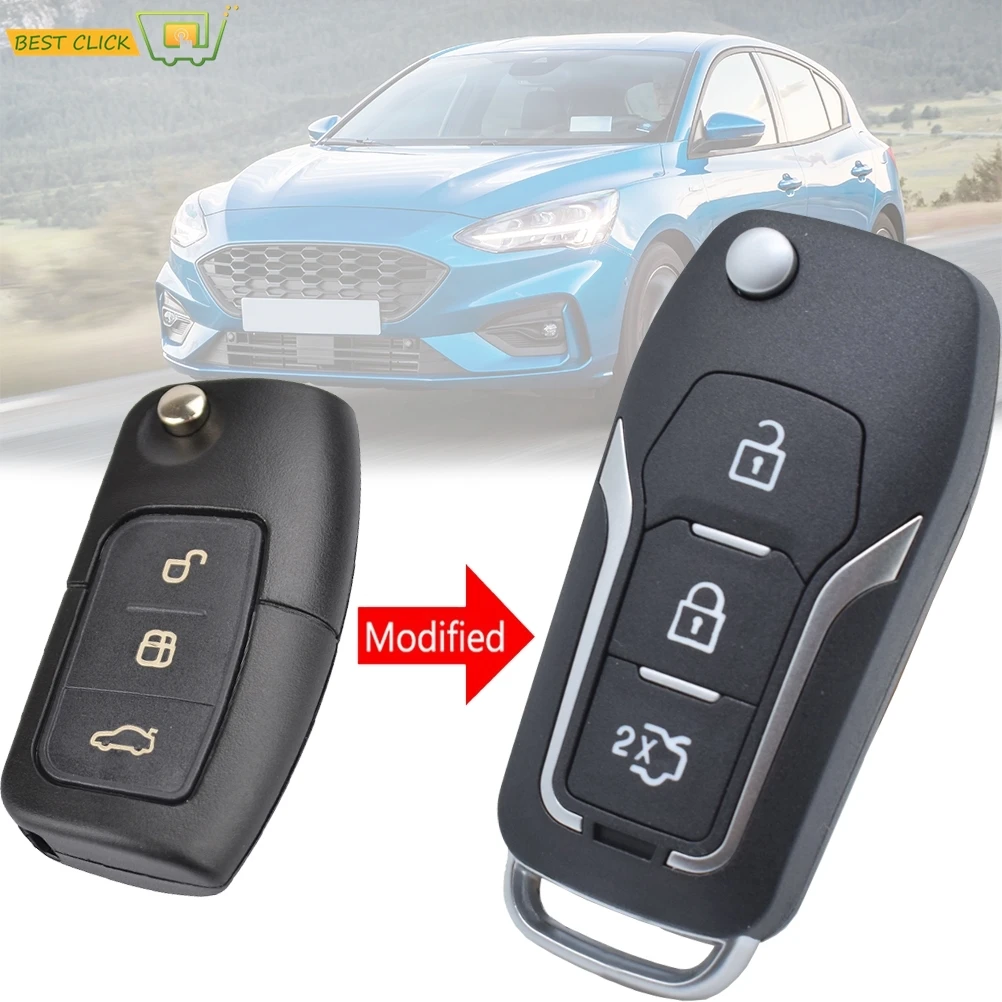 

Модифицированный откидной ключ от машины для Ford Mondeo Focus Fiesta C Max S Max Galaxy Eco Sport Fob 3-кнопочный складной чехол для дистанционного ключа HU101