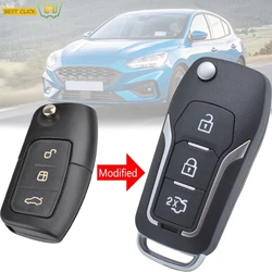 Modified Flip Car Key For Ford Mondeo Focus Fiesta C Max S Max Galaxy Eco Sport Fob 3 Button Folding Remote Key Shell Case HU101