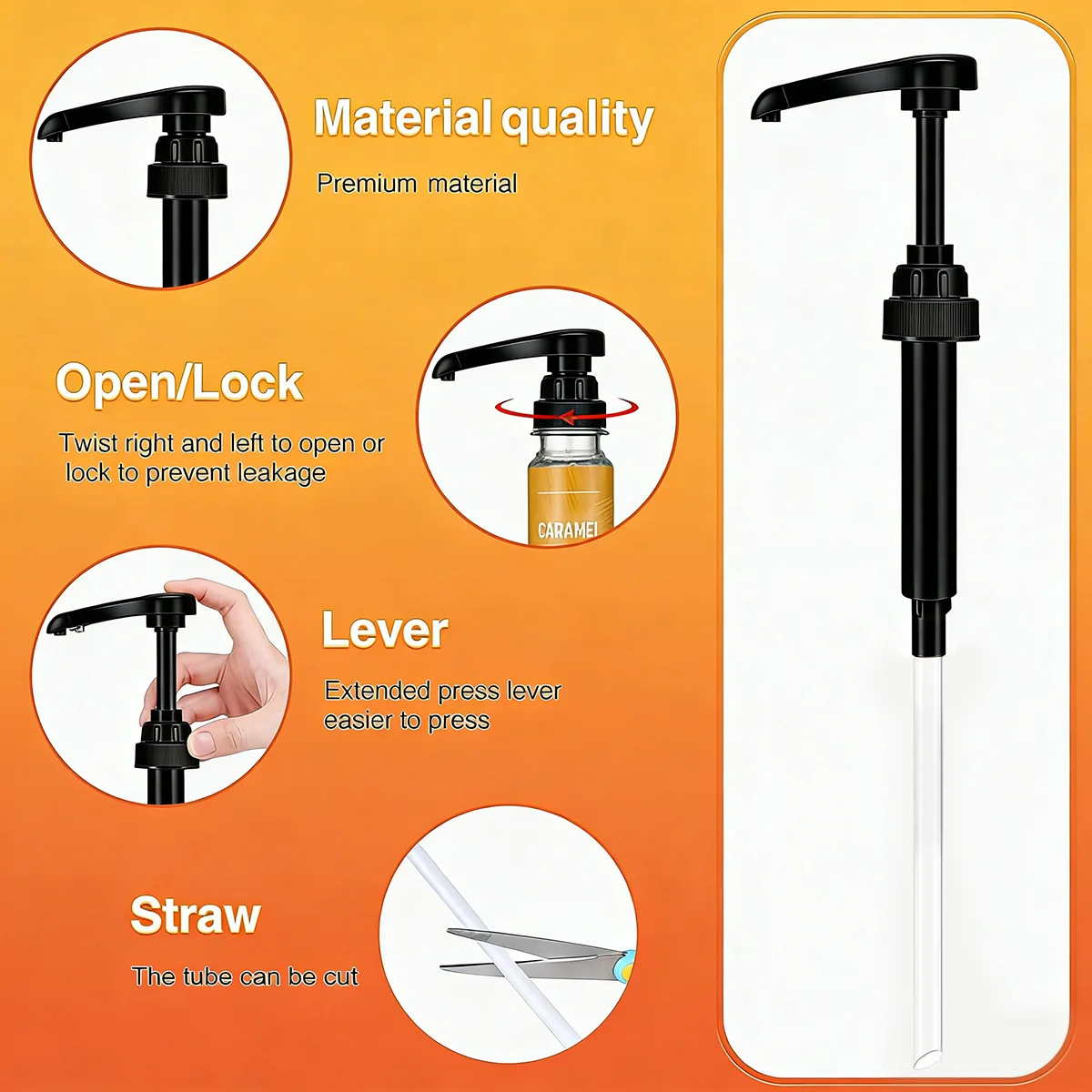 Coffee Syrup Pump Dispenser, 2/4/6/8 Pack of Syrup Pump for 750ml/25.4 oz Syrup Bottle, Black Pumps for Coffee Syrup Bottle