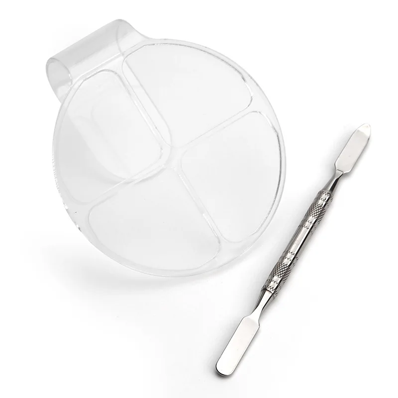 Handheld Acrylic Palette Spatula Set Round Four Grid with Color Mixing Bar Foundation Eye Shadow Makeup Liquid Color Palette