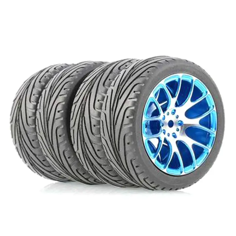 

A21E-4 Pcs For 1/10 General-Purpose Flat Running Tire Wheel Hub Road Racing Running Broker Tire Has Strong Grip