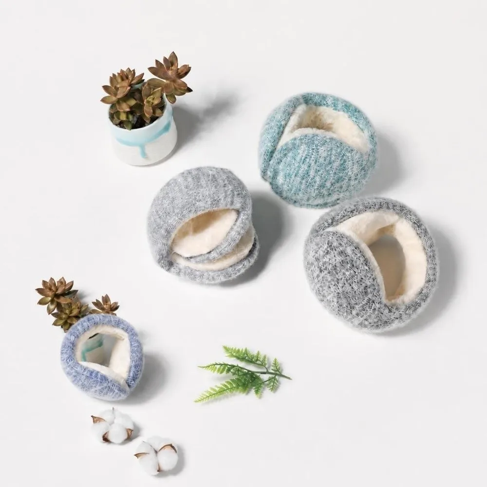 Back Worn Design Mohair Fleece Earmuffs Stretch Lining Knitted Ear Warmers Lightweight Portable Windproof Ear Covers