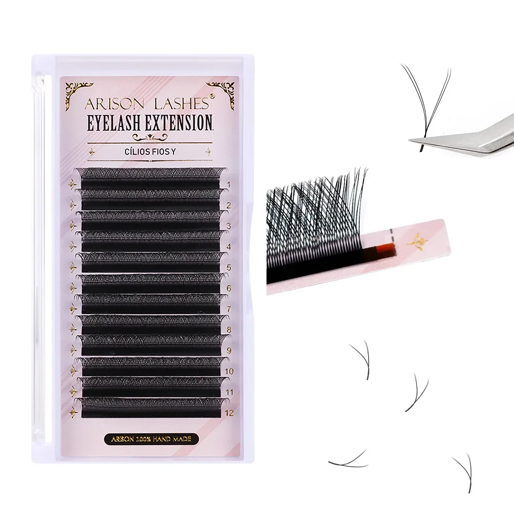 ARISON 10 Boxes Volume Eyelashes Extensions YY 3D 4D 5D Premade Fans Mixed Style Lashes Wholesale Tray Bundle