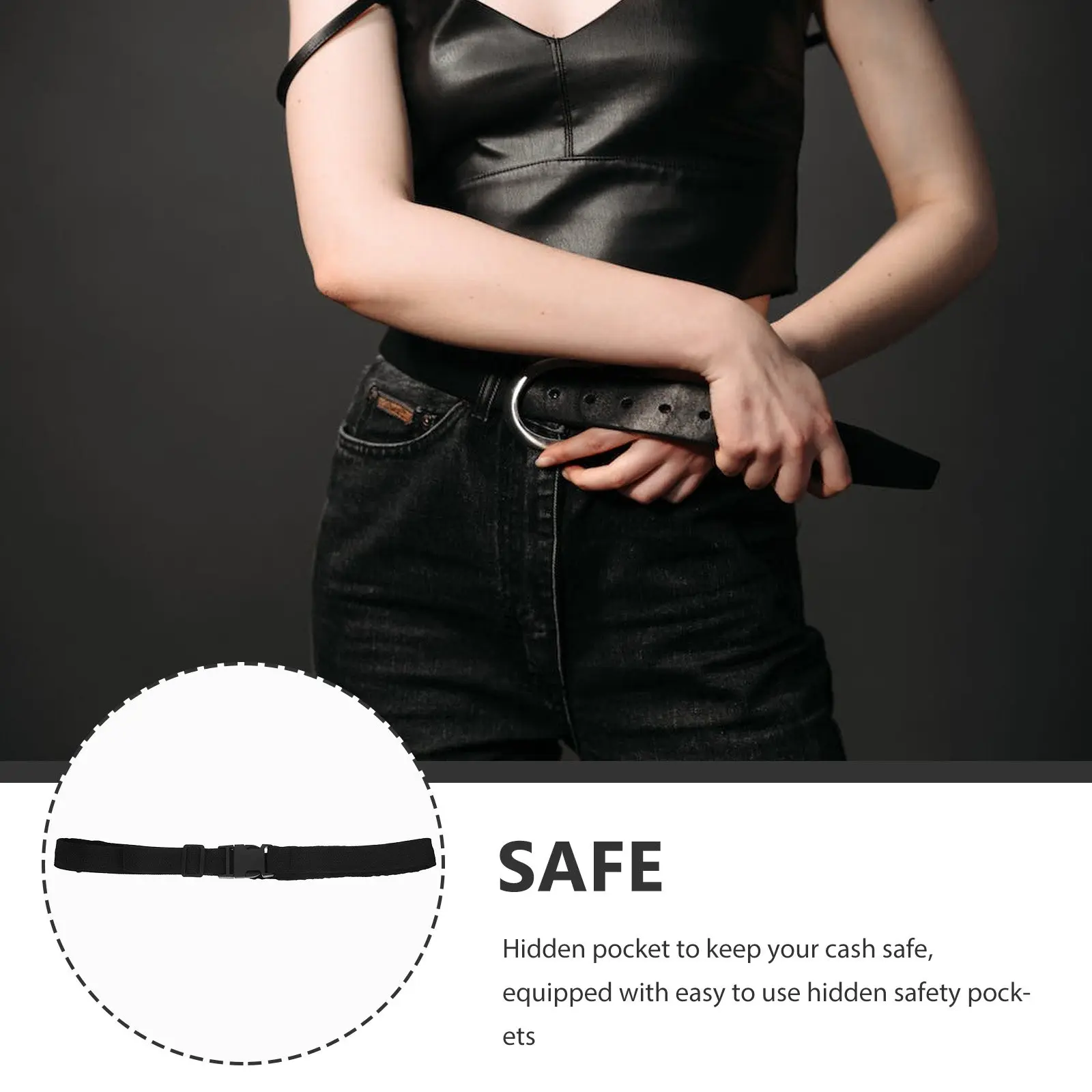 Hidden Money Belt Fashionable Waist Wallet Pockets Breathable Comfortable Travel Belt for Flying Camping Biking