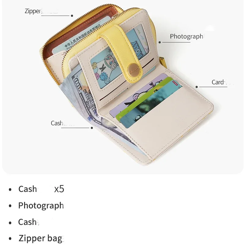 Japanese Cute Cat Girls Wallet Short Student ID Bank Card Holder Money Bag Zipper Wallets For Women Key Storage Purse Coin Purse image 6
