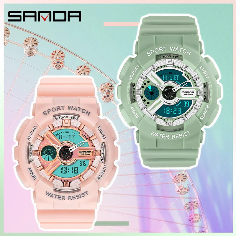 SANDA 292 Fashion Women Digital Watches Korean Luminous Sports Students Waterproof Clock Calendar Couple Casual Electronic Watch