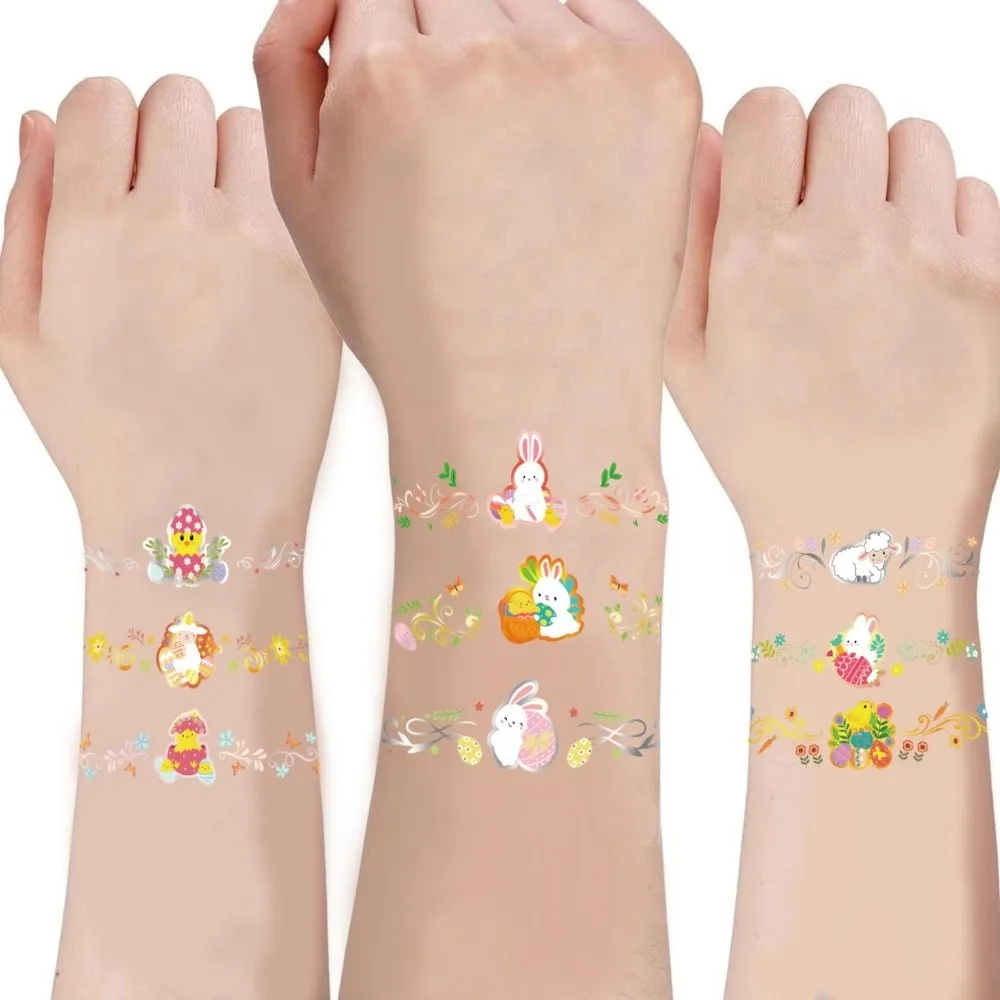 

Wrist Arm Face Leg Easter Wrist Tattoo Sticker Rabbit Carrot Eggs Disposable Face Temporary Tattoo Waterproof Cartoon