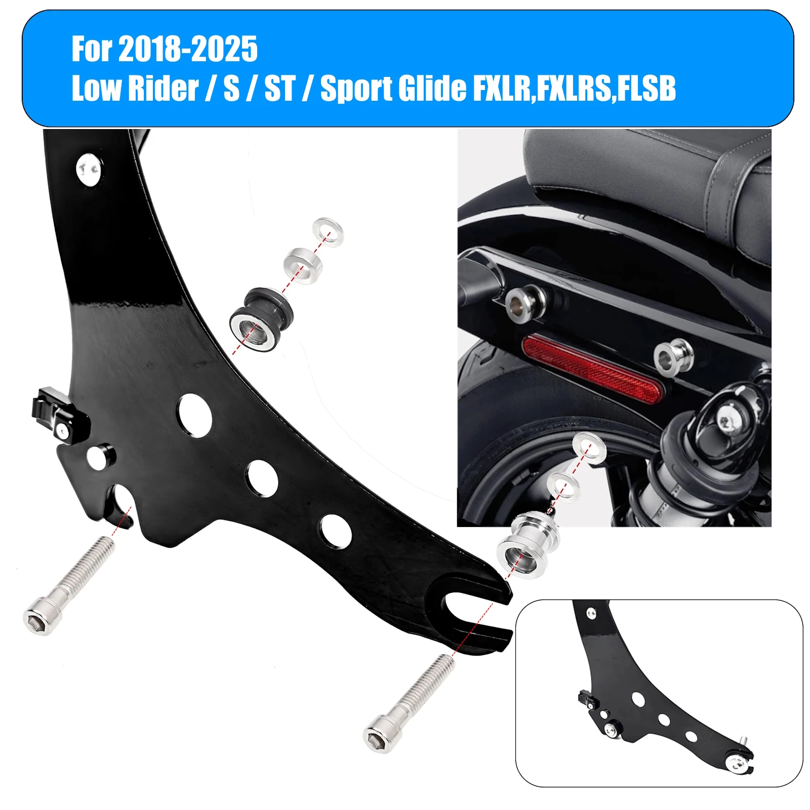 Motorcycle Rear Backrest Passenger Sissy Bar With Luggage Rack For Harley Softail Sport Glide FLSB Low Rider ST FXLR FXLRS 18-26 view 6