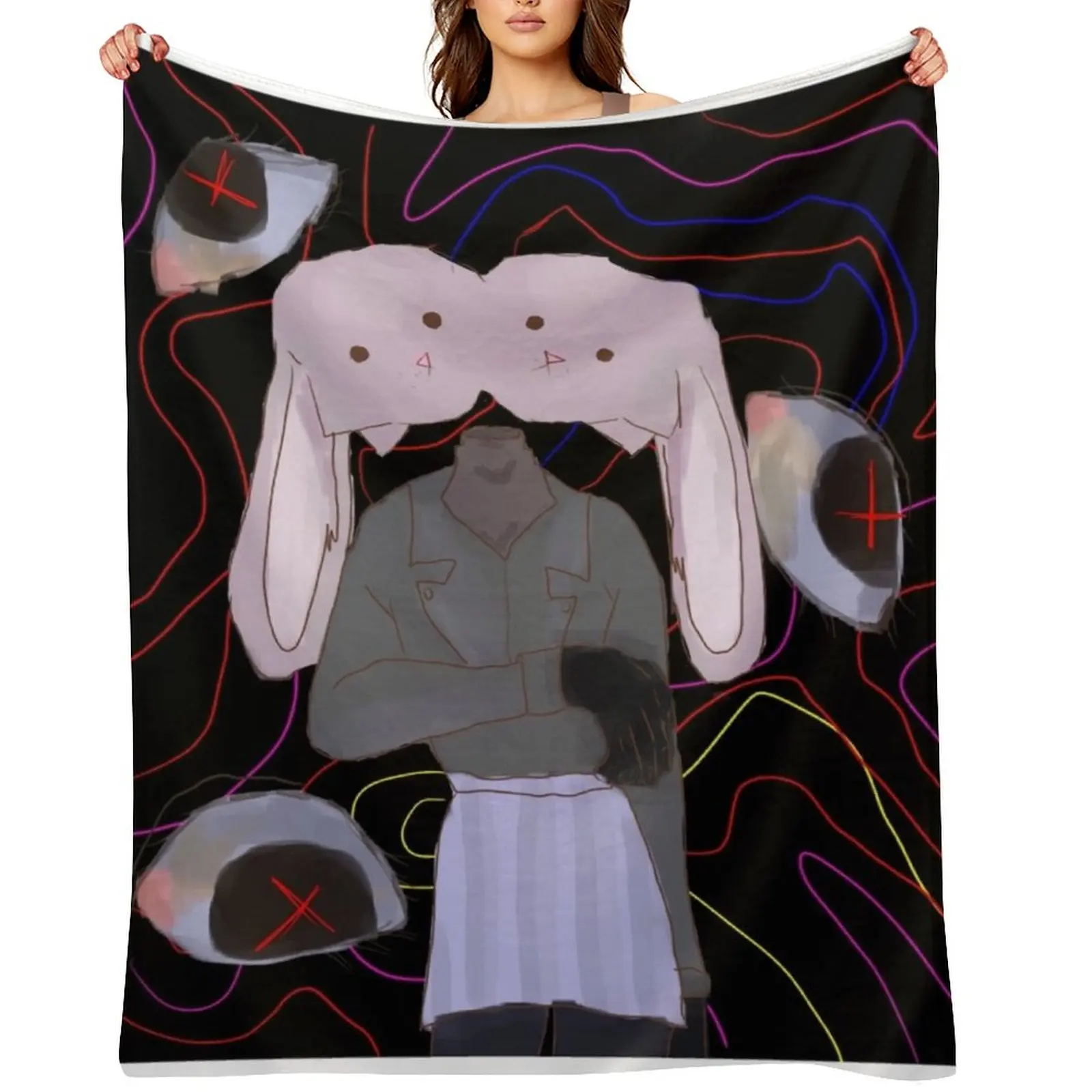 

Bunny Weirdcore Throw Blanket Thermals For Travel warm winter for babies Soft Plaid Blankets