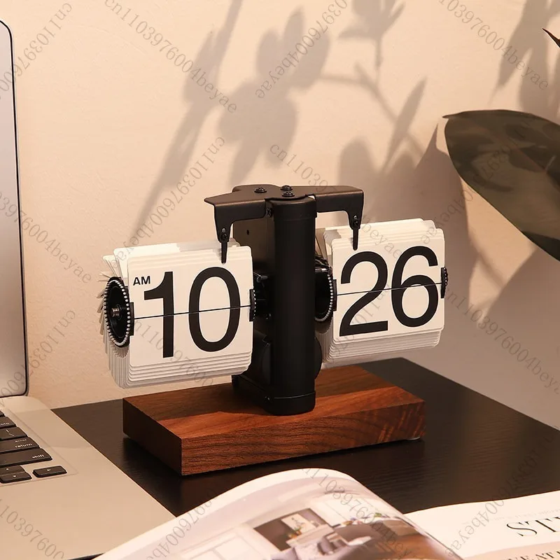 Automatic page turning mechanical clock calendar ornament light luxury desktop living room TV cabinet