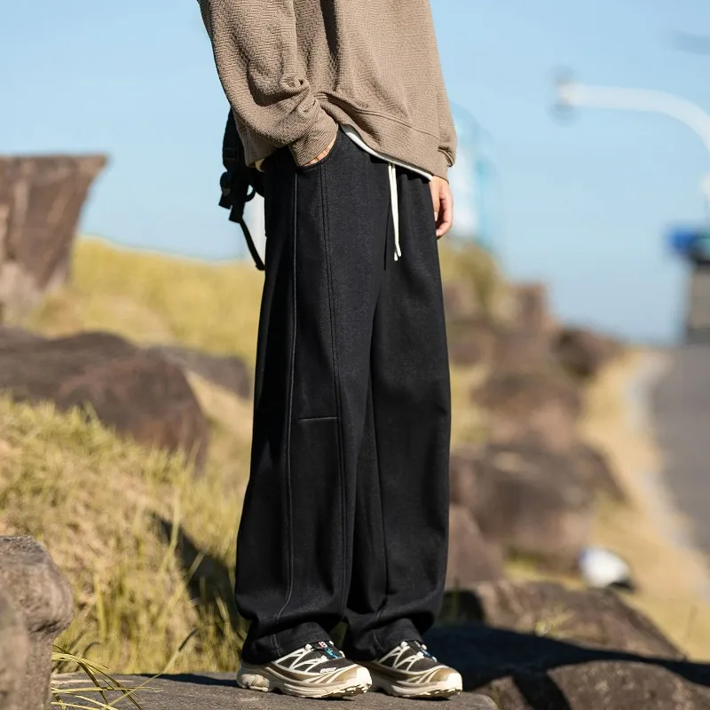 

American Retro Biker Cargo Pants Baggy Jeans Vintage Autumn Wide Leg Pants Male Outdoor Leisure Exercise Floor-dragging Trousers