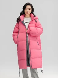 Long Puffer Coats for Women, Hooded Jacket, Color Blocking, Fashion Down, Commute Casual, Loose Parka, Thickened Warm Coats