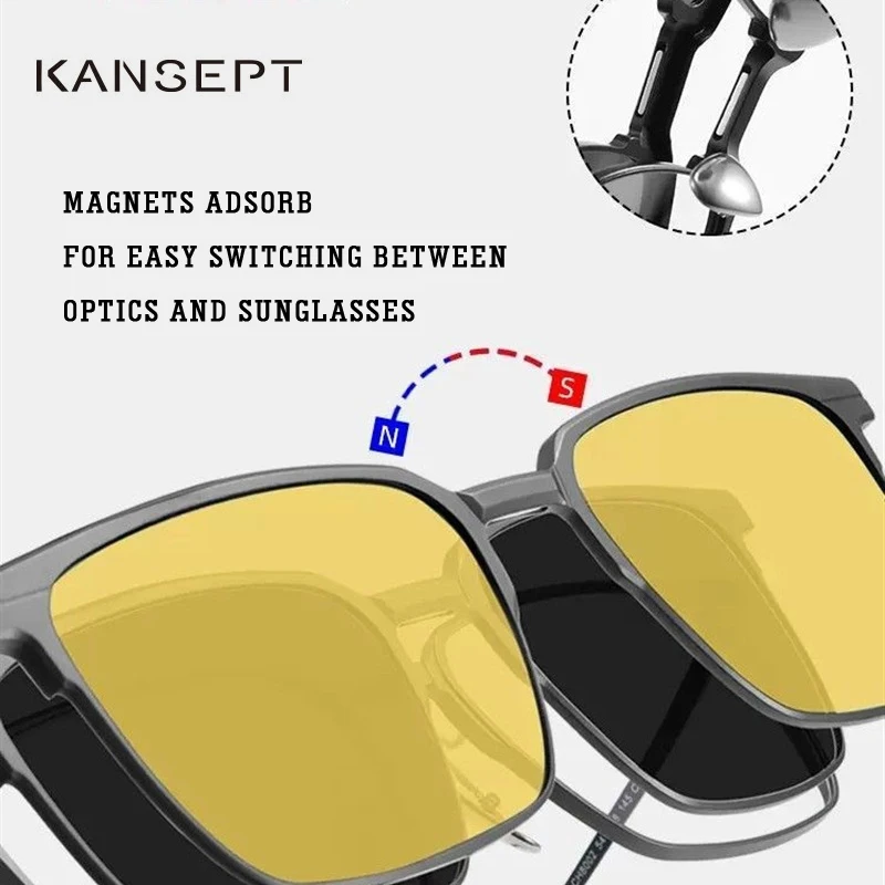 KANSEPT Titanium 3 In 1 Magnet Clip Optical Myopia Glasses For Men Polarized Sunglasses Hyperopia Prescription Reading Glasses