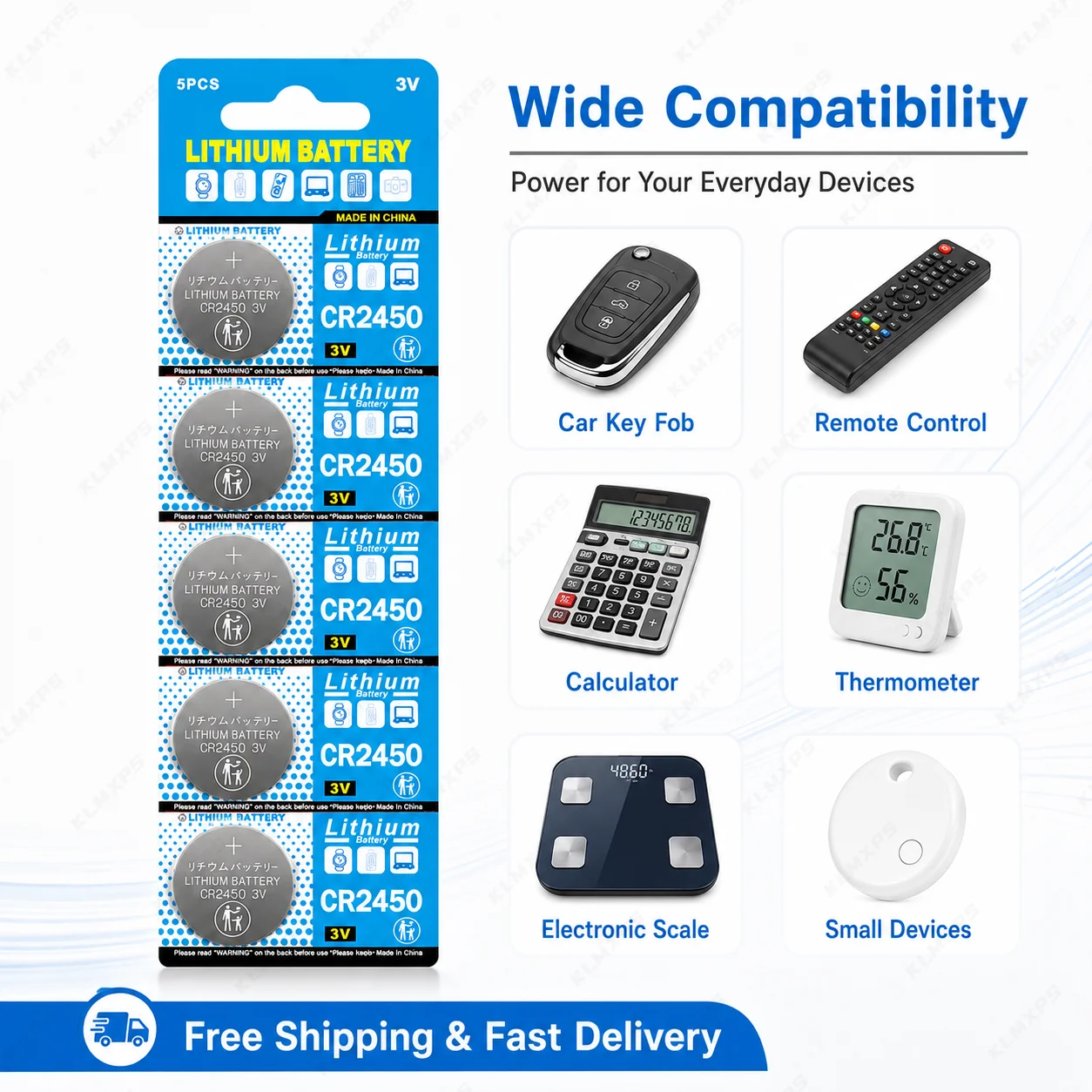 CR2450 3V High Capacity Lithium Battery Compatible ECR2450 DL2450 BR2450 For Watch Remote Control