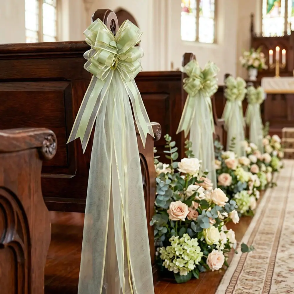 Elegant Chiffon Ribbon Bowknot Chair Sash Wedding Party Decoration Ceremony Anniversary Festive Celebration Supplies