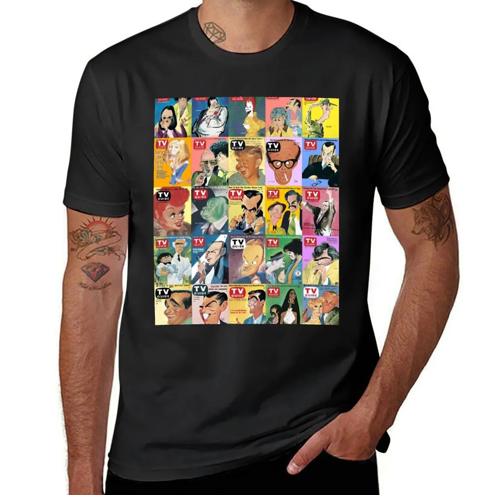 TV Guide Caricatures T-Shirt sublime plain Blouse shirts graphic tees mens graphic t-shirts hip hop