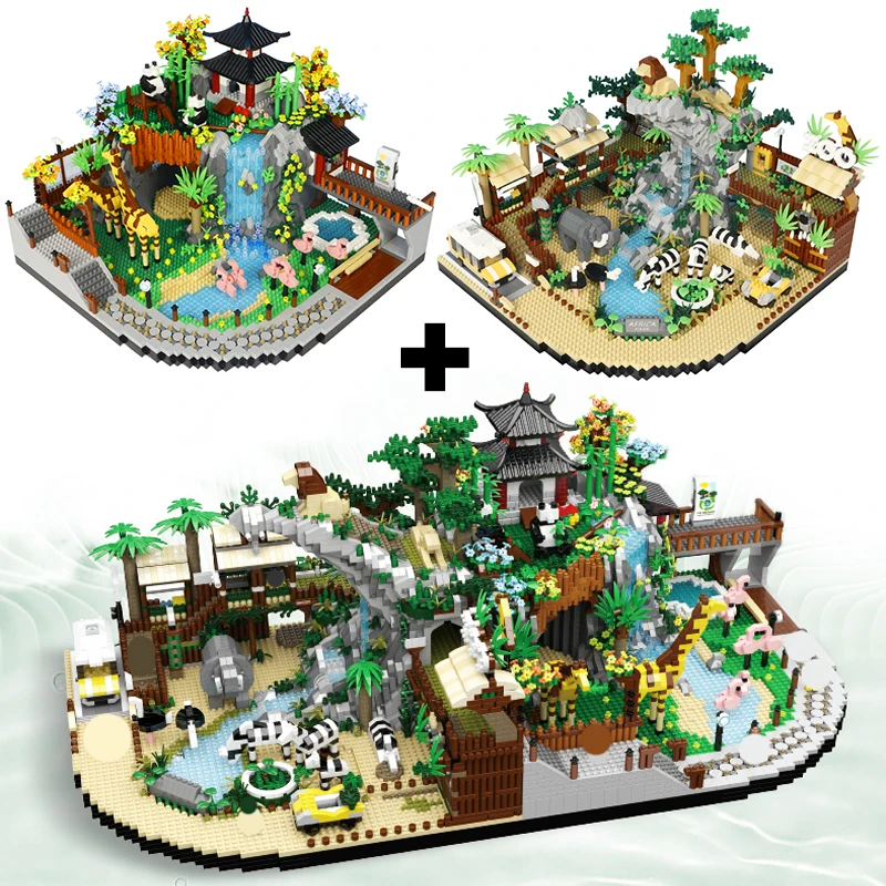 

5000PCS Creative African Landscape Rainforest Panda Animal Zoo Building Blocks Assemble Micro Bricks Toys Boy Kid Gift
