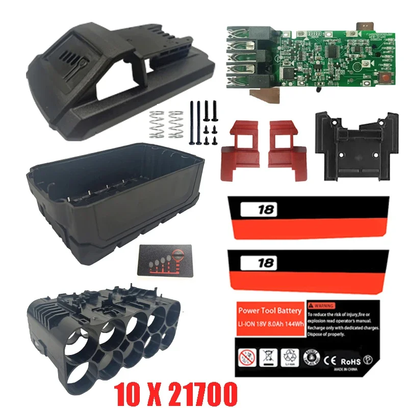 Imagem -02 - Li-ion Case Plástico Bateria Pcb Carregamento Proteção Circuit Board Box Shell para Milwaukee Lithium Ion Battery Housings 18v 21700