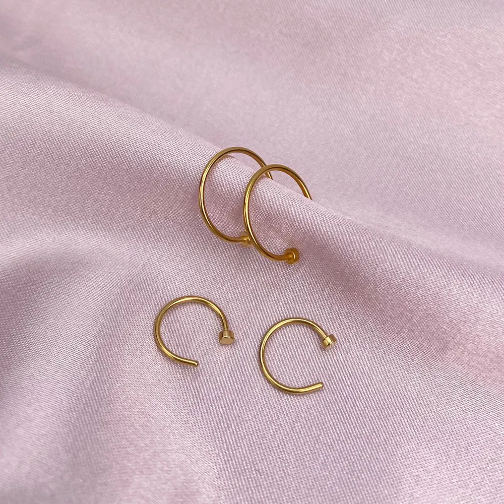 2PCS Stainless Steel Women Clip Earring Lips Rings Nose Ring Septum Falso Clip On Mouth Ring Fake Piercing Body Clip Hoop