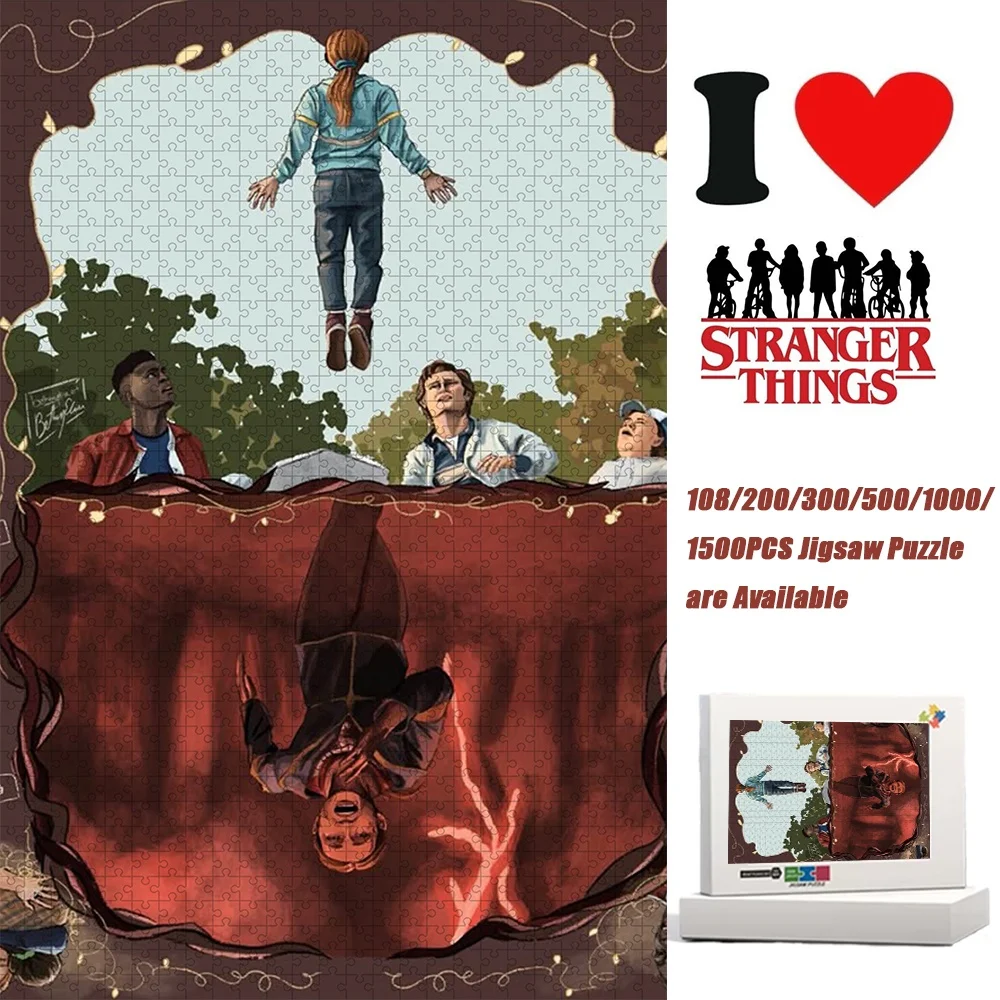

Stranger Things Jigsaw Puzzle Max Floating Angel Scene Decompression Toy Educational Game Gift 108/200/300/500/1000/1500Pcs