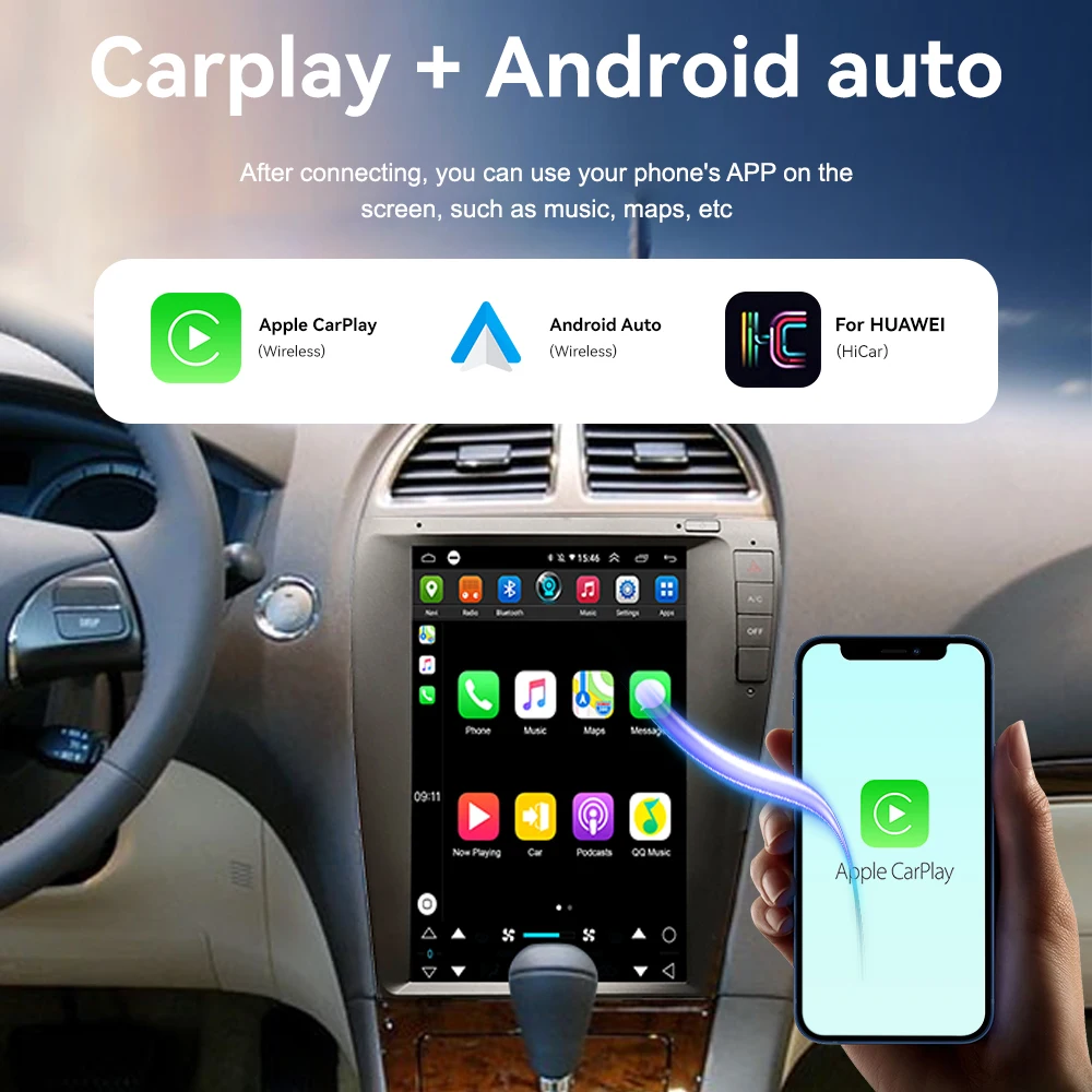 12.8 Inch for ES 2006-2012 HD Touch Screen Navigation Android Auto Wireless Carplay Auto Multimedia Player Head Unit