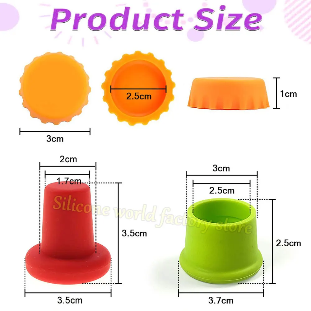 SW 12/6/3PCS Silicone Fresh-keeping Bottle Cap Soda Beer Sealed Caps Red Wine Stopper Vinegar Barware Soy Sauce Bottle Cover view 5