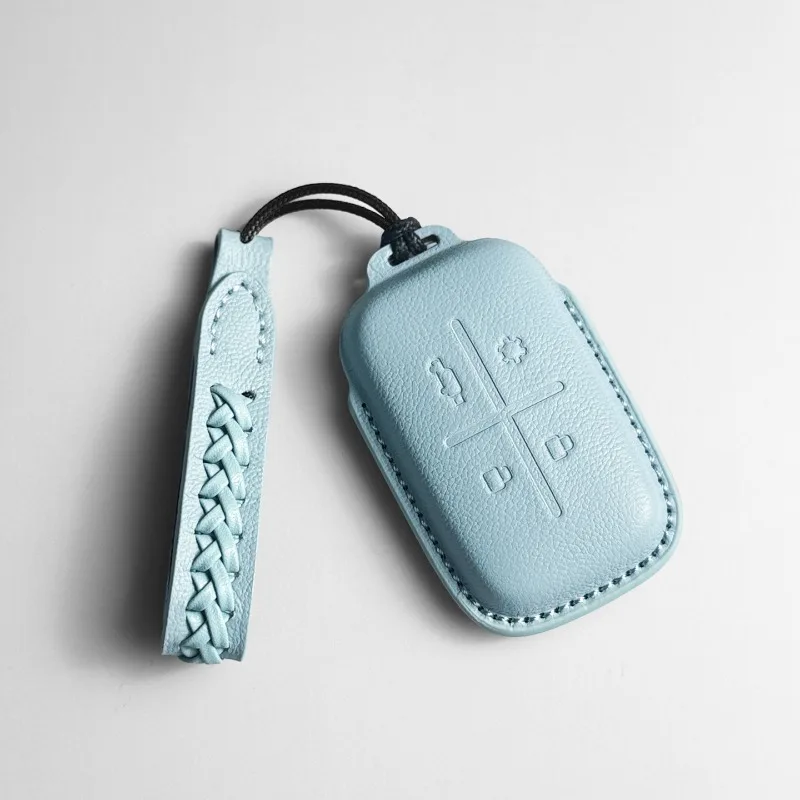 For Chery icar V27 Leather key box chain car remote control protective case interior accessories modification