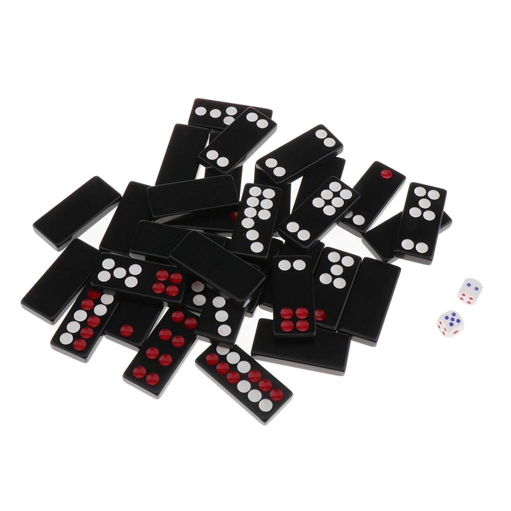 32Pcs Chinese Antique Pai Gow Paigow Tiles with 2 Pieces Dices in Plastic Box for Party Casinos Player