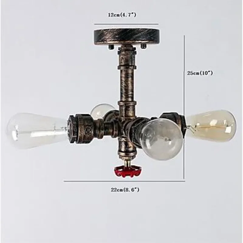 Vintage LED Edison Loft ceiling Light Fixtures With 4 Lights Living Room Industrial Water Pipe Ceiling Lamp home Lighting