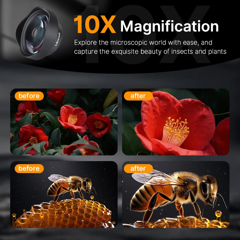 Ulanzi 17 mm 10X macrolens universeel voor iPhone 13 14 15 16 Mini Pro Max Samsung S20 S21 S22 S23 Ultra Huawei XiaoMi telefoonlens