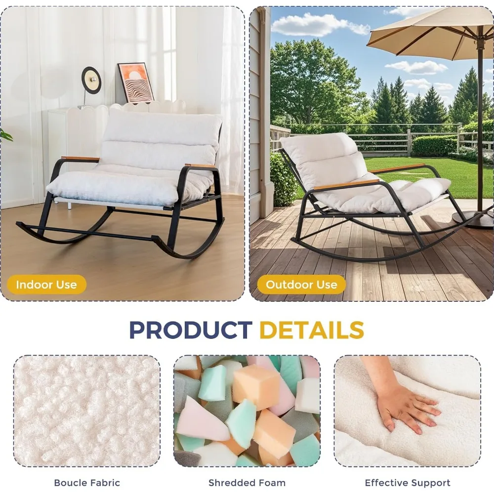 كرسي هزاز منجد وواسع للغاية من MaxyoYo مع مسند ظهر قابل للتعديل وميزة استلقاء مزلق، كرسي حديث