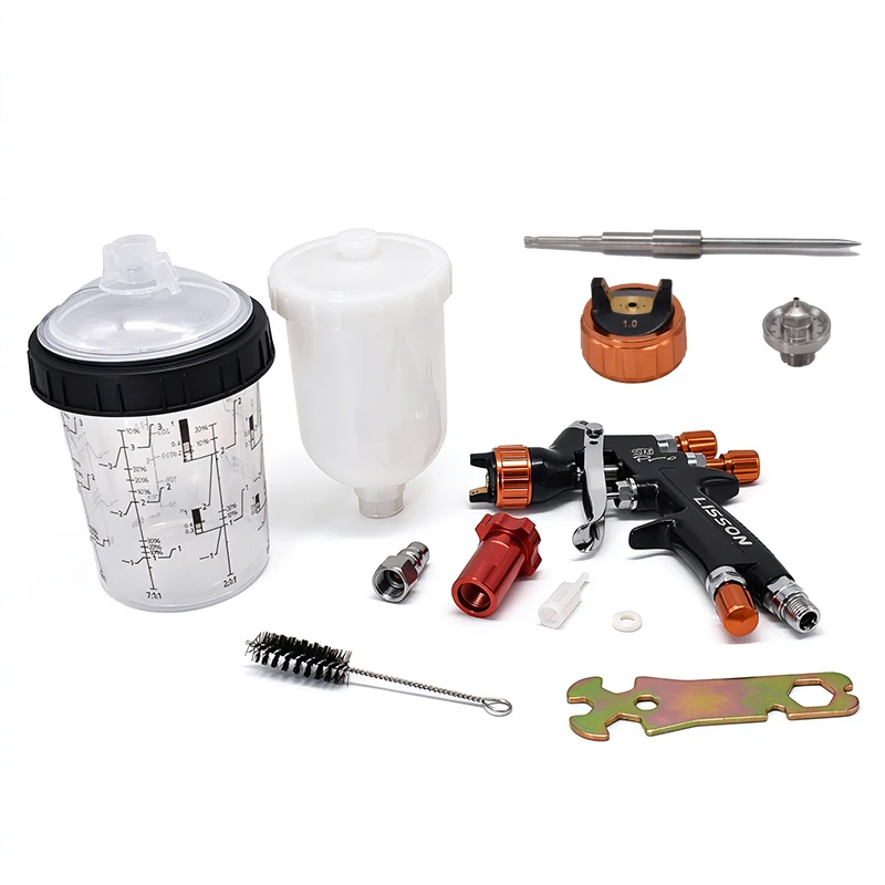 HVLP Spray Gun Mini88 for Car Painting 1.0/1.2mm Nozzle Airbrush with Adapter and 400ml Paint Mixing Cup Sprayer Gun