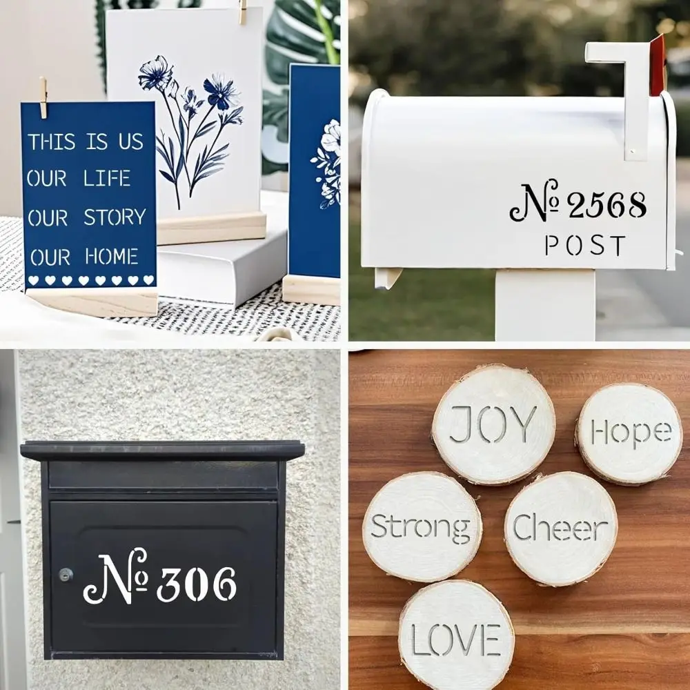 4 Pieces DIY Accessories DIY Metal Planner Stencil Reusable Rust-proof Letter Template Planner Ruler Bookmarks