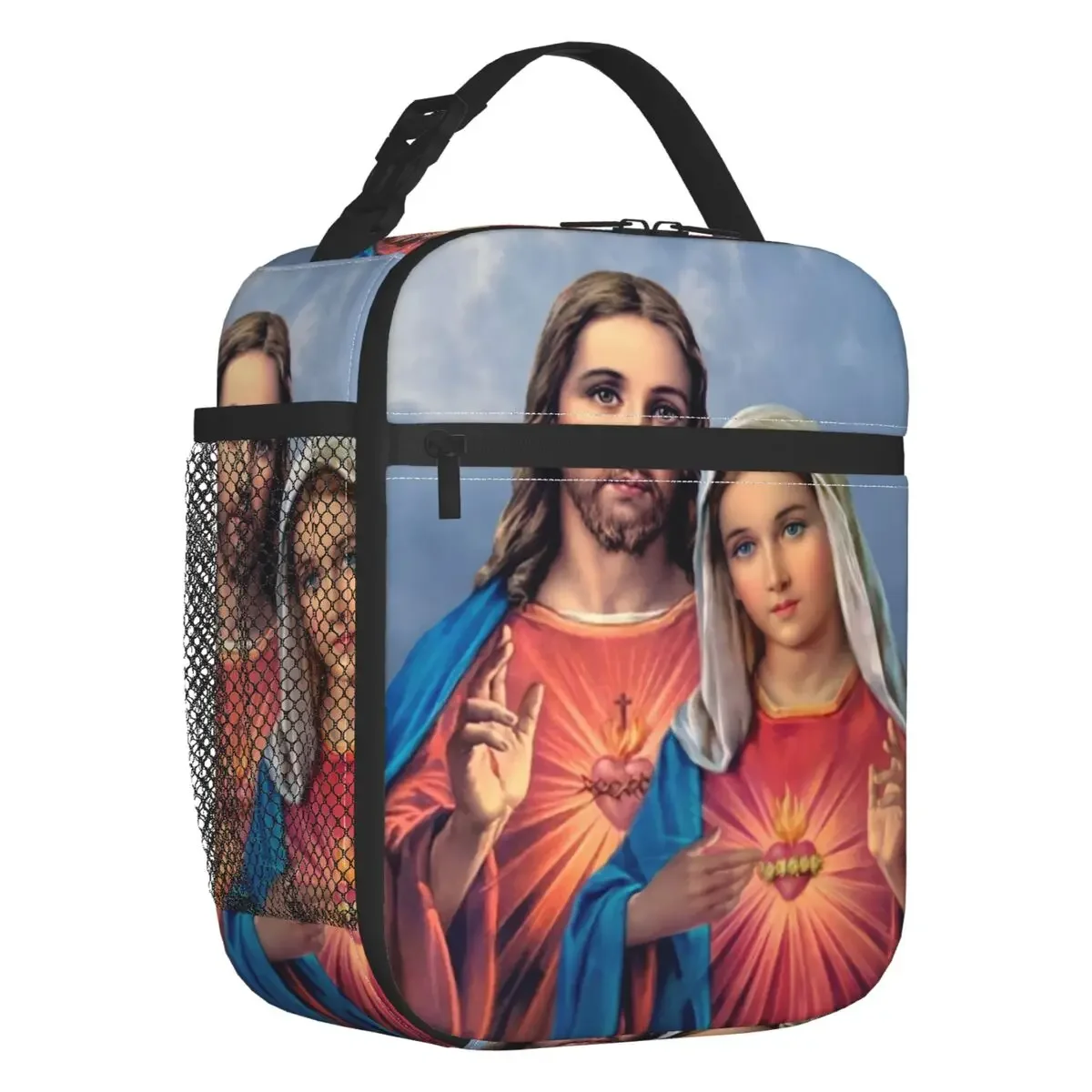 

Sacred And Immaculate Hearts Resuable Lunch Boxes Waterproof and Mary Cooler Thermal Food Insulated Lunch Bag Office Work