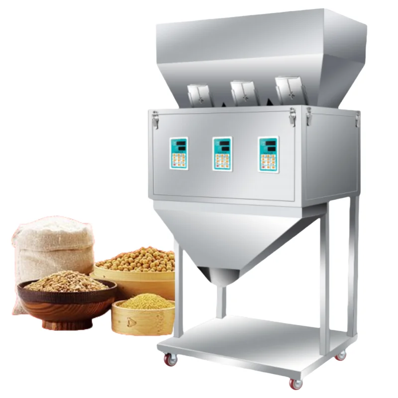 

Small Manufacturing Machines Weighing And Packing Filling Machine 3 Head Weighing Small Filling Packing Machine