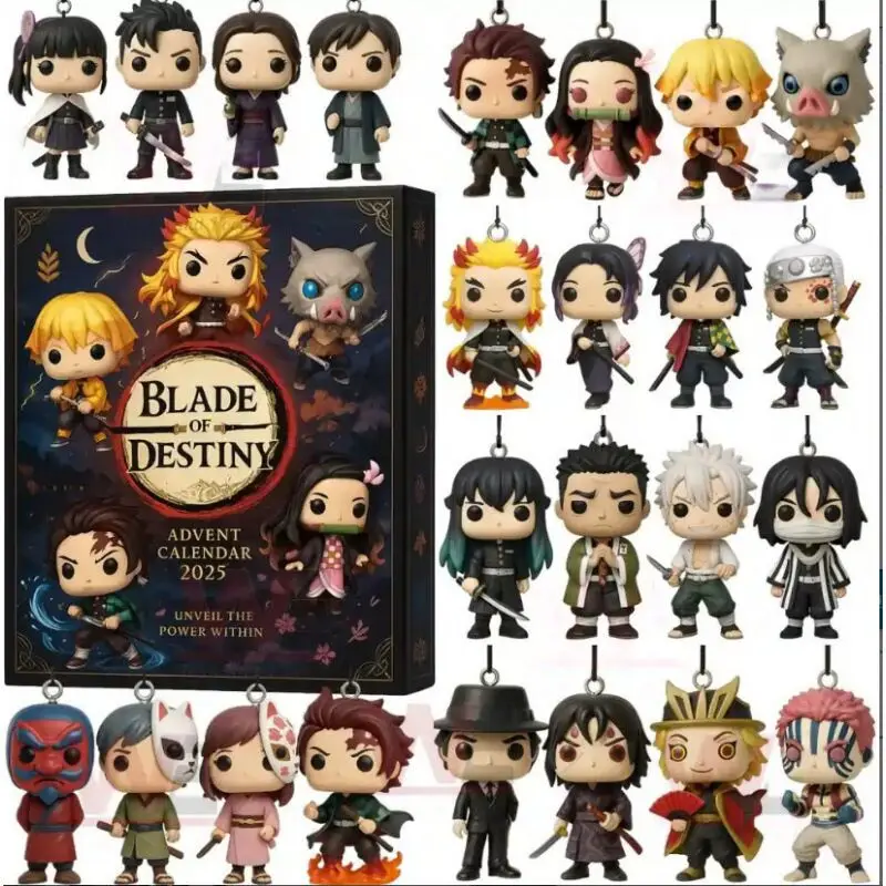 Anime Figure Demon Slayer Figures Kimetsu No Yaiba Advent Calendar Surprise Blind Box Halloween Boxes Figure Gifts Kid Toys