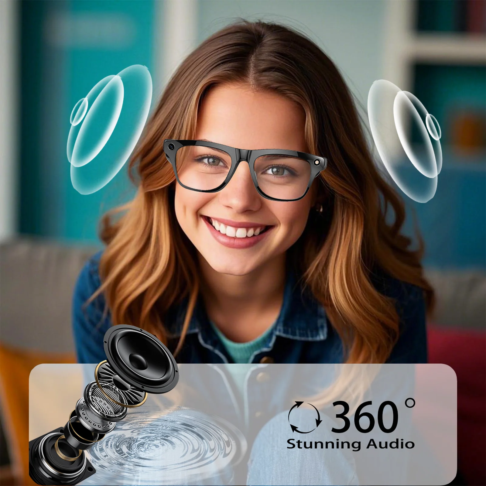 Smart Glasses With AI,Bluetooth Music Glasses With 140+ Translation,Anti-Blue Light Lenses,Camera Glasses For Travel Meeting