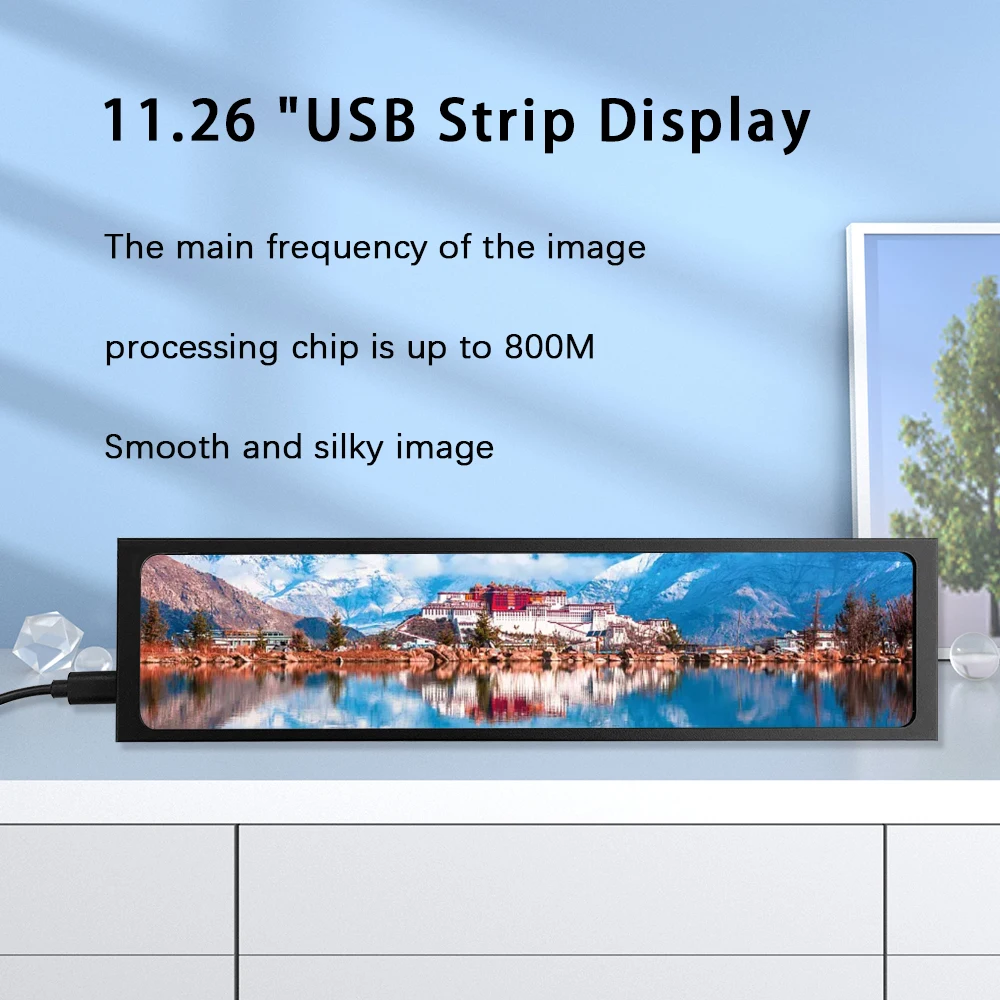 11.26 بوصة 440 * 1920 IPS C-type شاشة ثانوية واجهة USB-C، مناسبة لمراقبة الكمبيوتر وحدة المعالجة المركزية GPU RAM AIDA64 Monitor