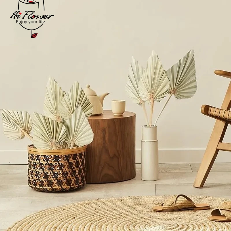Picture 6: 5pcs Palm Leaf Pampas Grass Reed Dry Flowers Bouquet Boho Home Decor Room Party Wedding DIY Decoration Artificial Plant Lavender