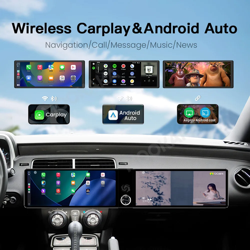Android 13 Dual 12.3 Inch Triple Screen For Chevrolet Camaro 2010-2015 Auto Stereo Radio Car Multimedia Player GPS CarPlay DSP