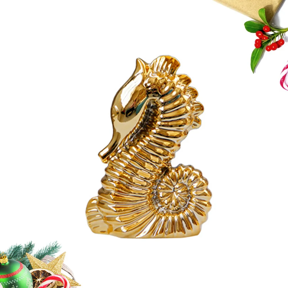 

Plating Ceramic Sea Horse Golden Desktop Ornament Home Decoration Table Ornament Office Adornment Sea Horse Desktop Decoration