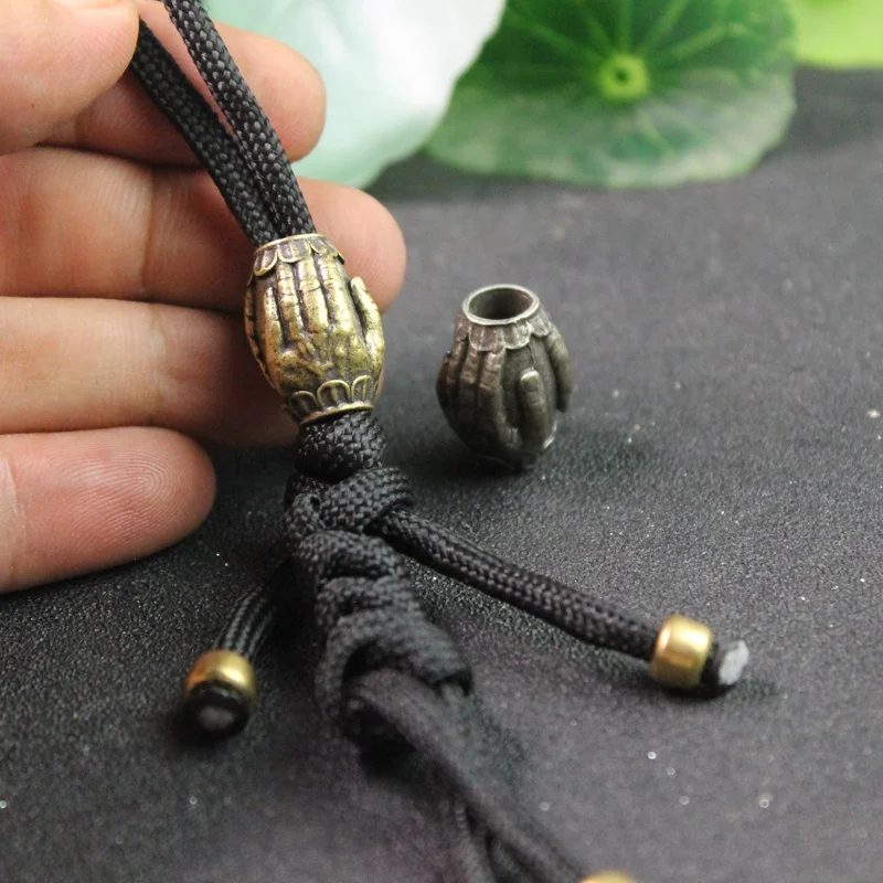 7mm Hole Fatherly Love Hand Brass Knife Beads DIY Paracord Lanyard Pendants Jewelry Accessories EDC Outdoor Umbrella Rope Charms
