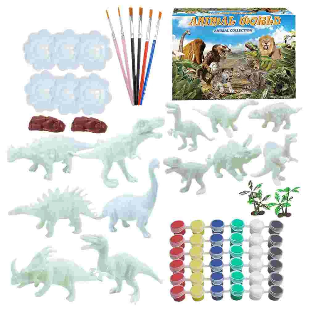 64 Pcs DIY Painted Animals Childrens Toys Kids Painting Kit Supplies for Plastic