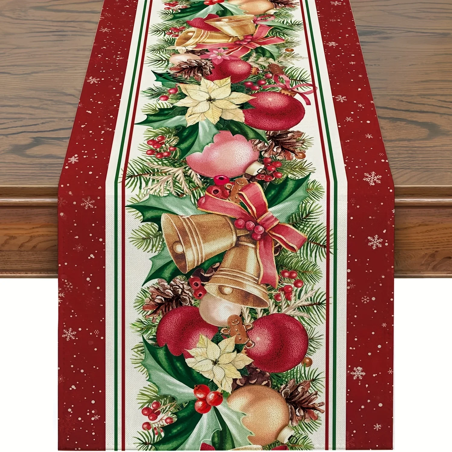 Christmas Tree Pattern Rectangle Shape Linen Table Runners Holiday Party Decorations Washable Dining Table Runners Xmas Decor