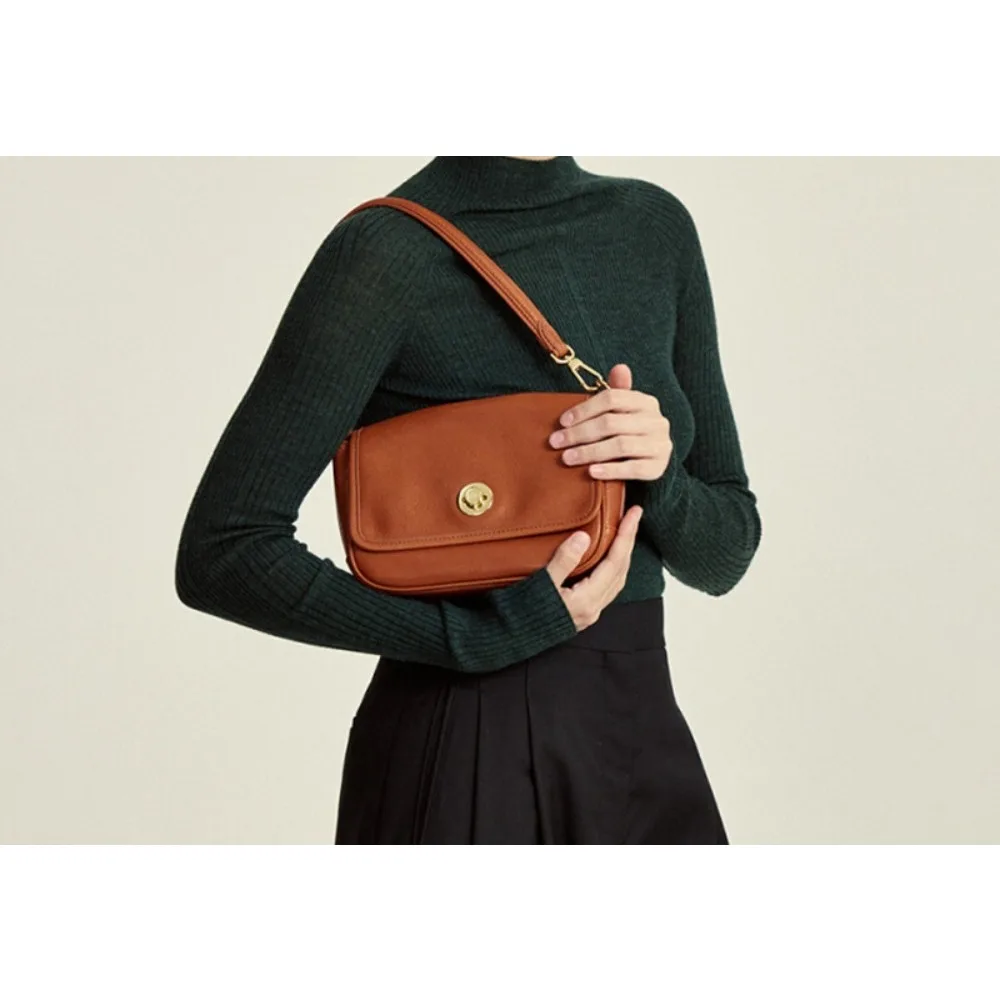 

Vegetable Tanned Cowhide Underarm Bag Niche Design Small Square Spring and Summer New Shoulder Crossbody Leather Women's Bag