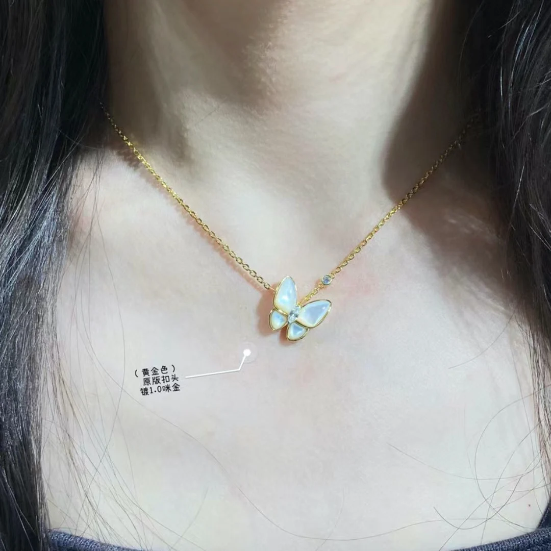 Luxury Women's Necklace Natural Beimu Butterfly Pendant Golden Accessories Fashion High Quality Jewelry Wedding Gift