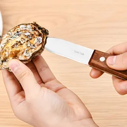 Japanese 304 Stainless Steel Seafood Scallop Pry Knife with Wooden Handle Oyster Knives Sharp-edged Shucker Shell Seafood Opener